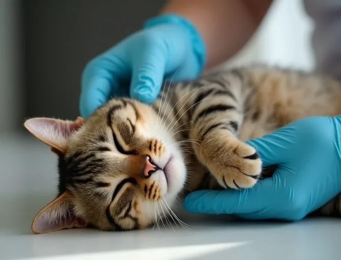 Specialist carefully handling a deceased cat with dignity in Myrniong